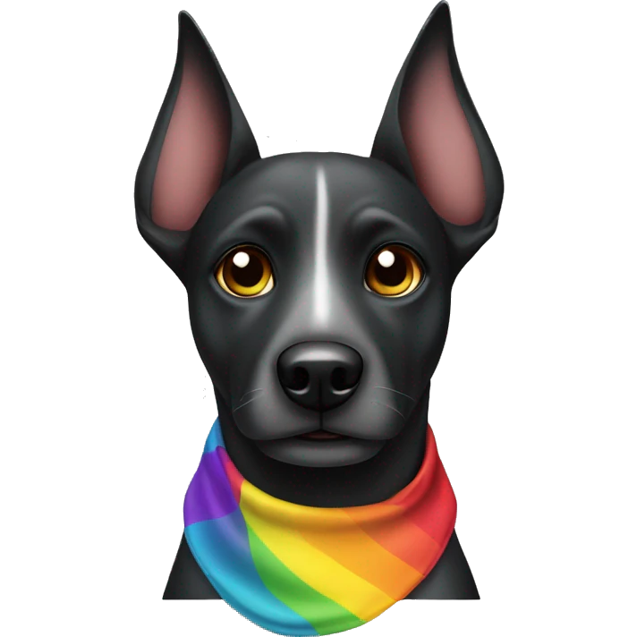 black head mongrel dog with rainbow bandana  emoji