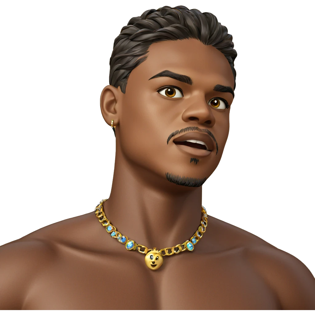 dark-skinned male with jewelry emoji