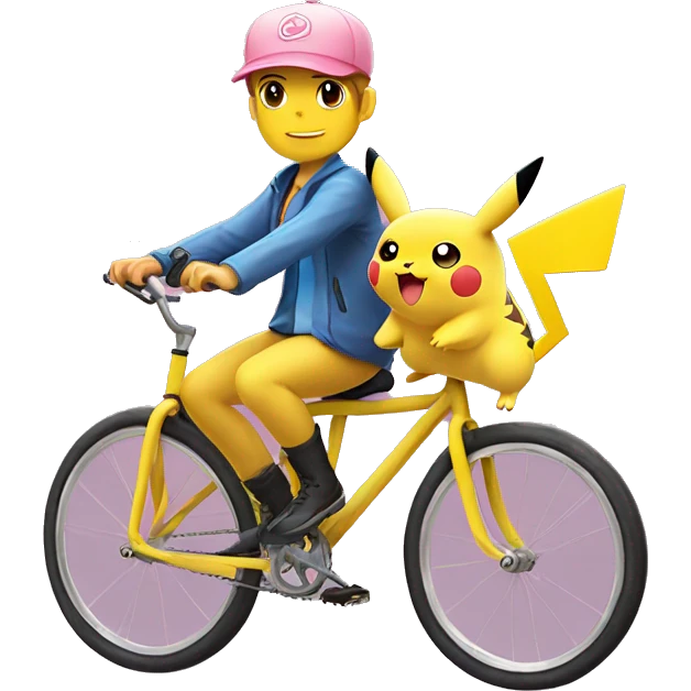 Pikachu and Jigglypuff riding a bike emoji