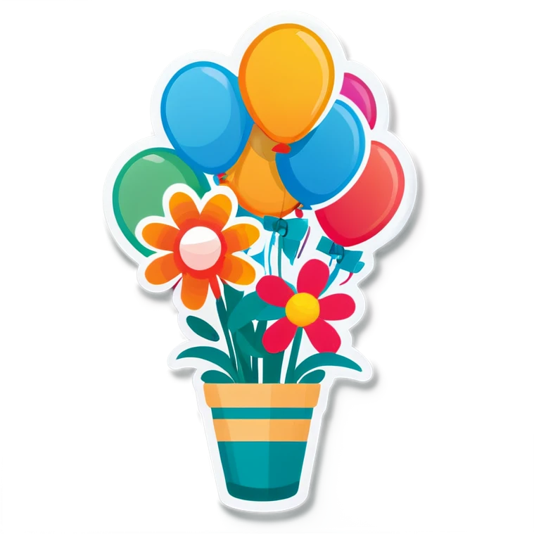 Get well flowers and balloons emoji