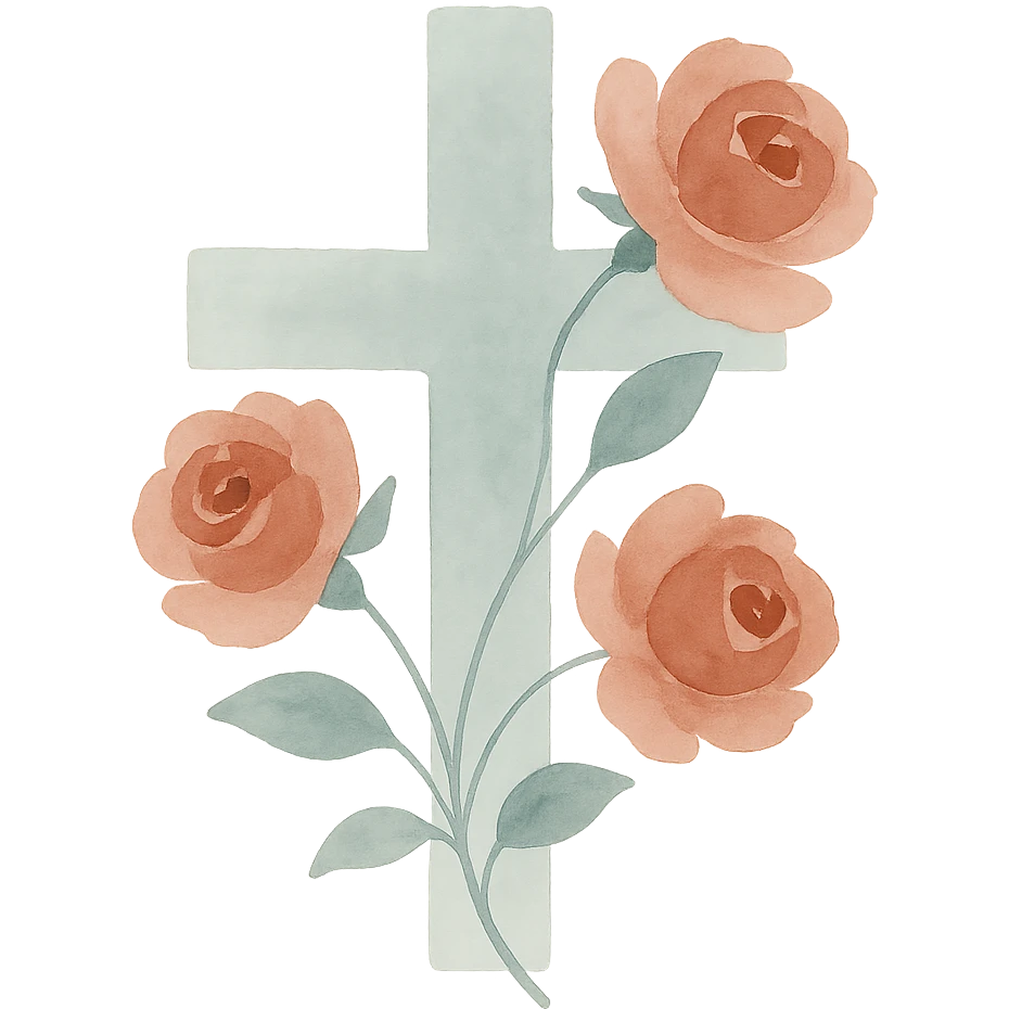 goth cross with roses emoji