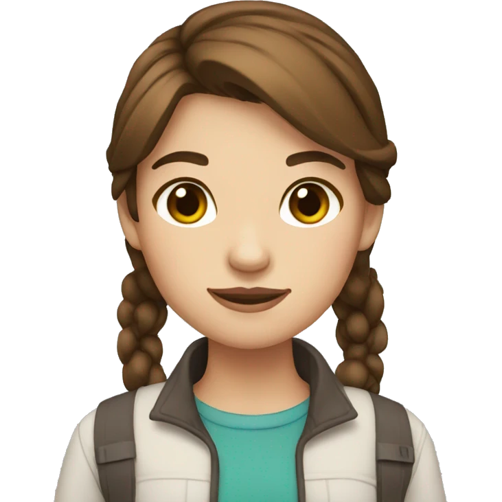 girl with brown hair and rodete emoji