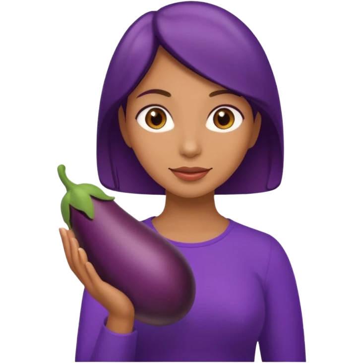 Mulher,com uma berinjela na mão,só uma b emoji