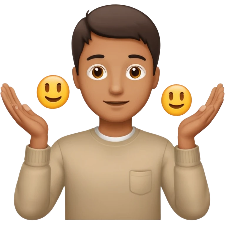 Face men between two hands emoji