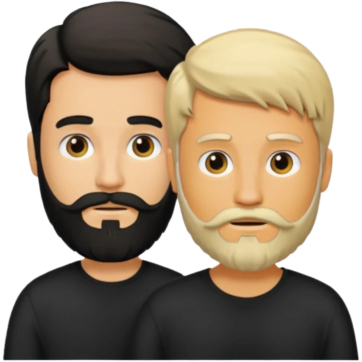 Man with a beard and long hair black gathered with another short-haired blond man whitout beard emoji