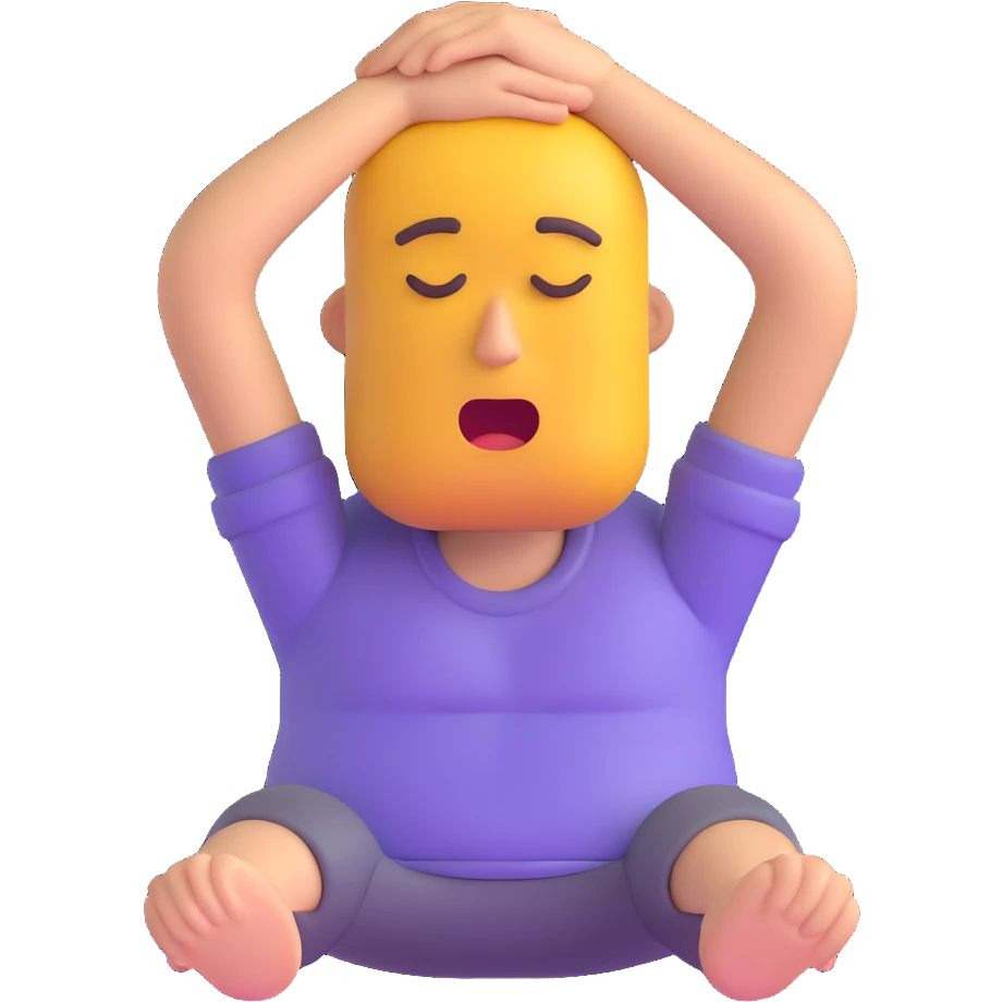 Make the sleepy guy hang down, body and arms limp, head drooping, in the same 3D emoji style, with no background. emoji
