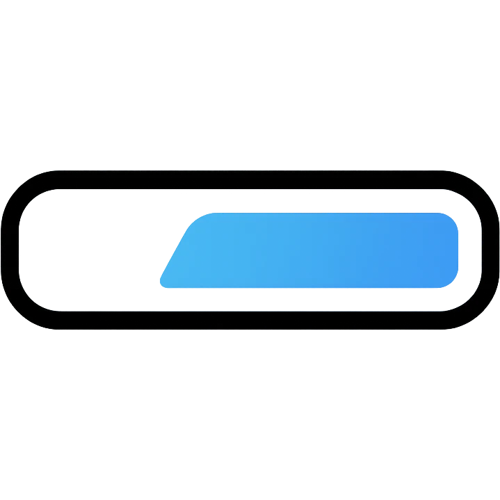 flat minimal loading bar icon, horizontal, 60% filled, rounded edges, gradient blue progress, light gray background, vector look, for mobile or web interface emoji