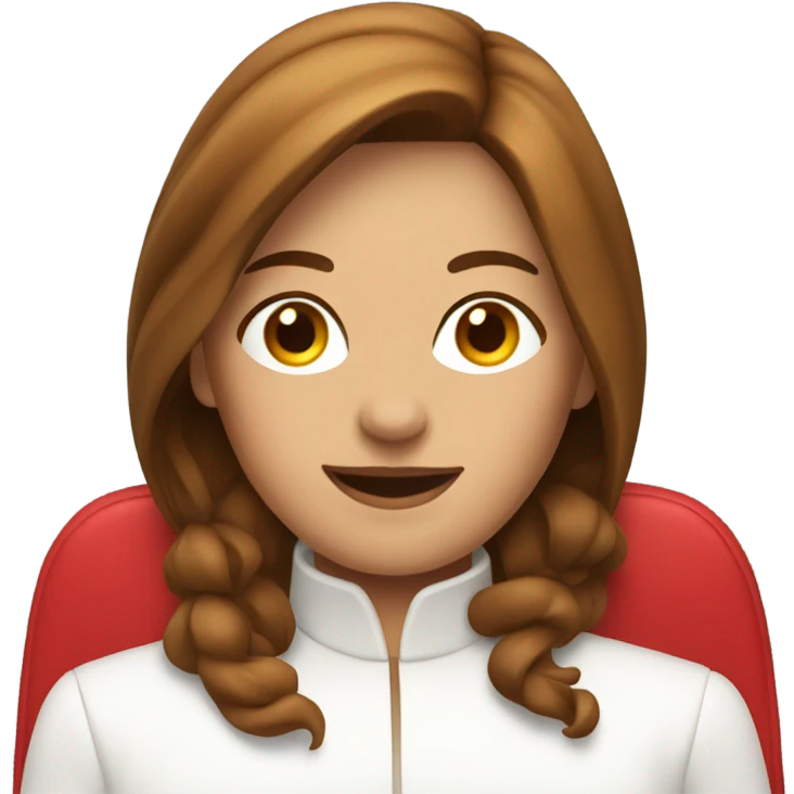 Lady in white car with red seats brown hair emoji