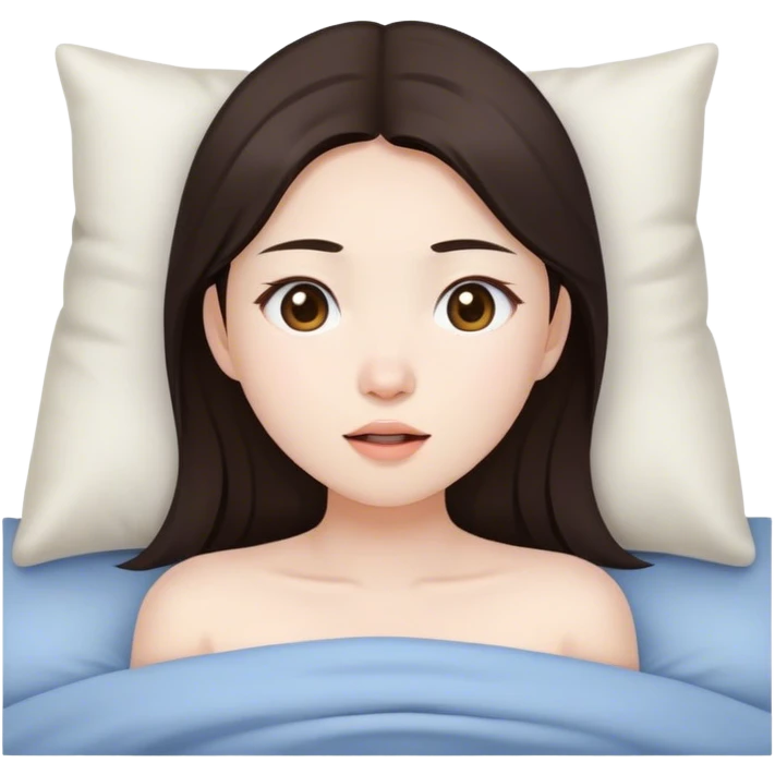 Asian brunette girl waking up  emoji