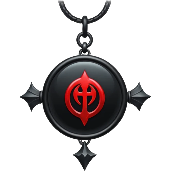 iOS sticker, dark fantasy amulet, black base, red symbol, minimal emoji