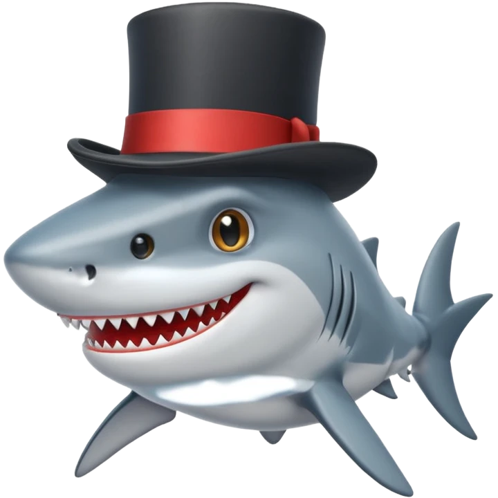 Shark with a top hat emoji