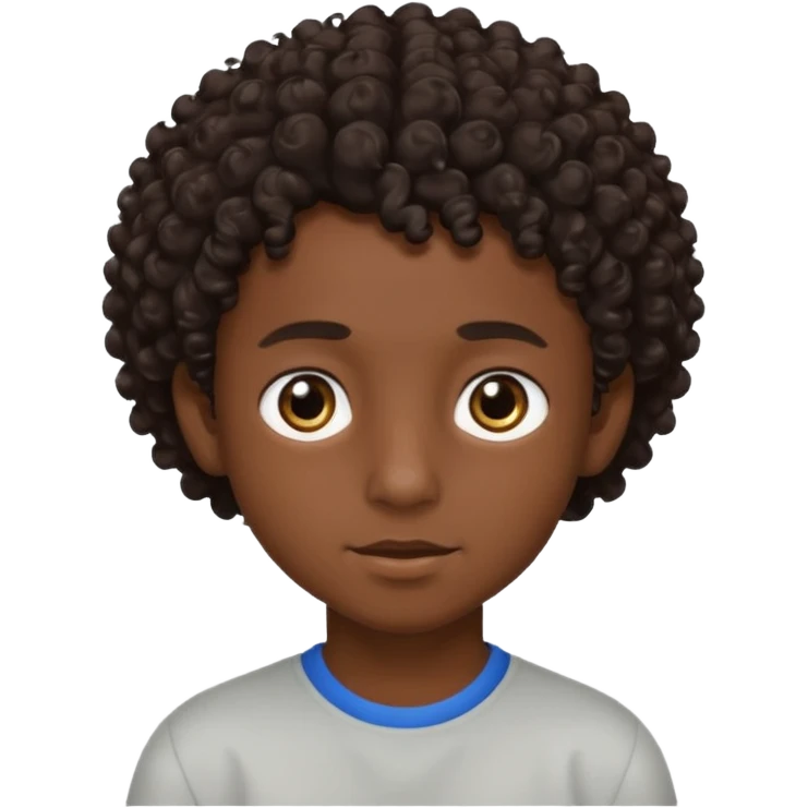 Menino de pele morena de olho castanho meio preto e cabelo cacheados ralo emoji