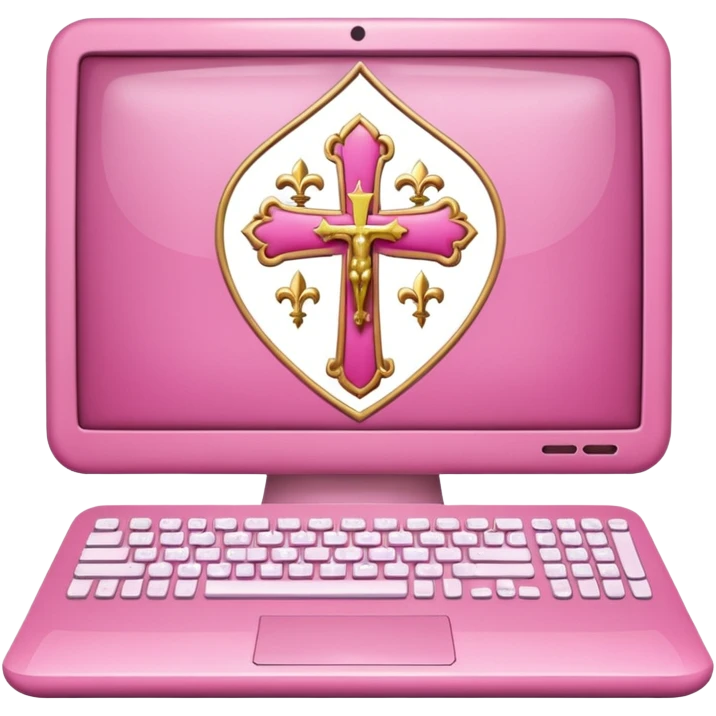 make a catholic computer with very girly pink tones emoji