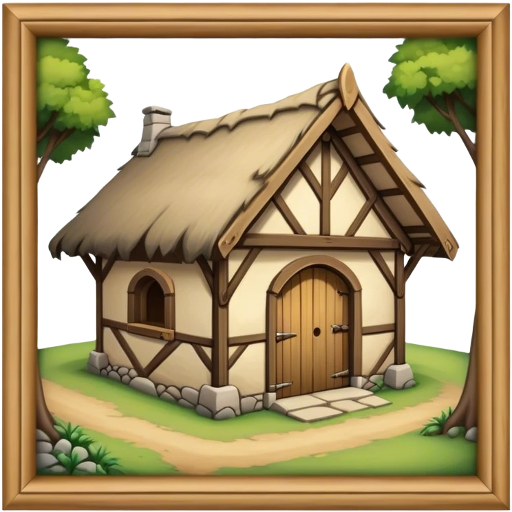 four walls medieval single storey old hut emoji
