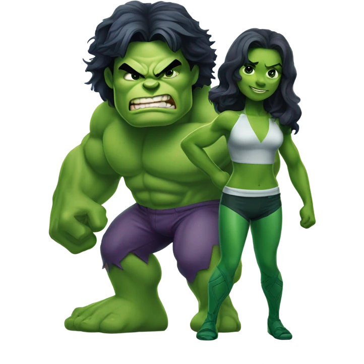 Mini cute Hulk with she hulk emoji