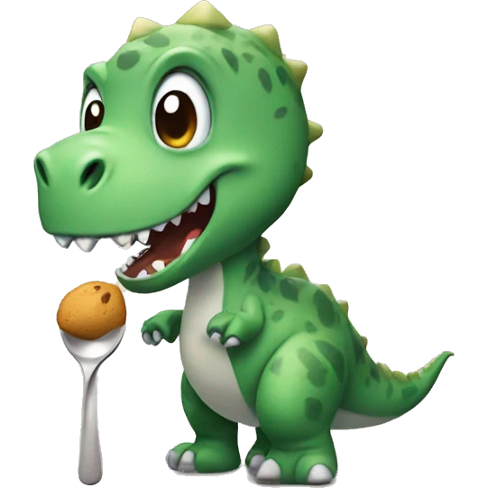dinosaur with spoon emoji