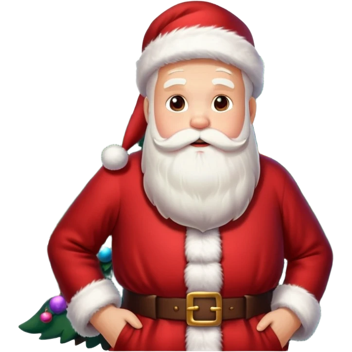 Santa Claus and a Christmas tree, with snowflakes in the background emoji