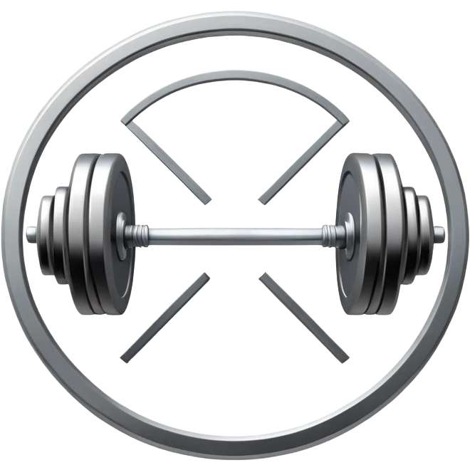 An emblem symbolizing weightlifting with a stylized barbell in the center, set against a simple, clean background. The barbell is prominent and sleek, with no athlete included. The design is bold, modern, and minimalistic emoji