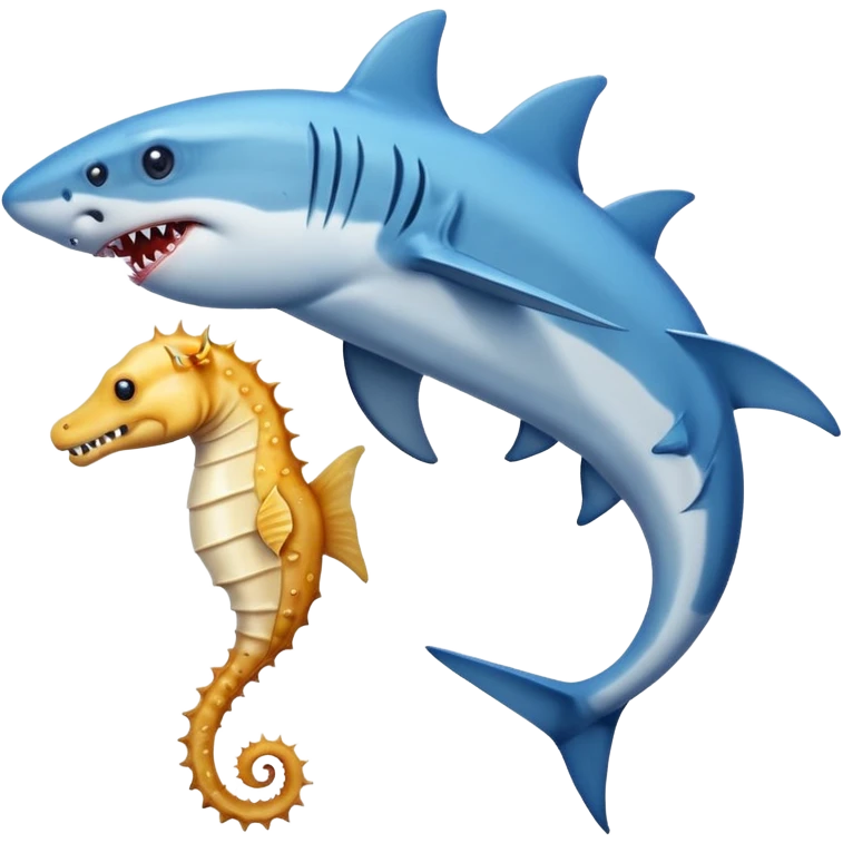 Shark eating seahorse 
 emoji