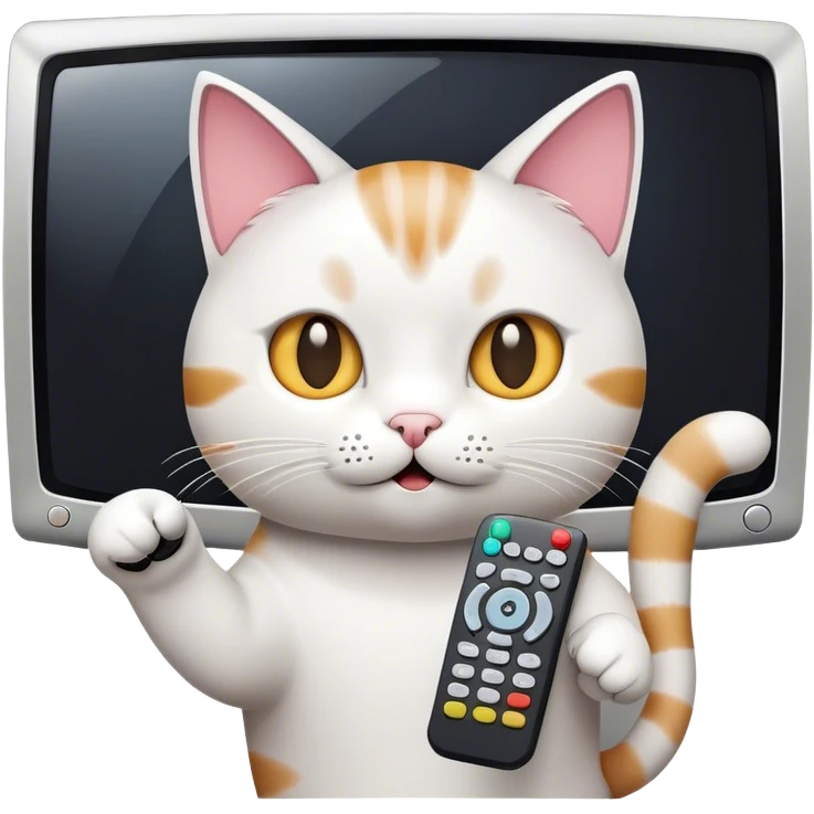 A Cat pointing a tv remote emoji