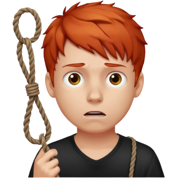 red headed boy holding a noose  emoji