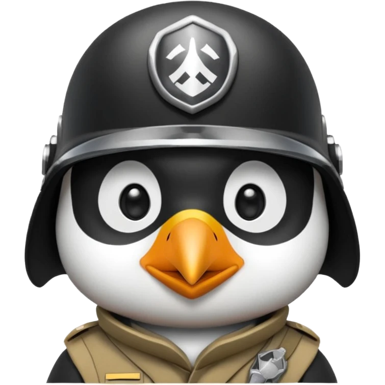 cute penguin soldier face only emoji