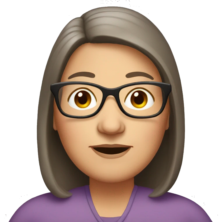 older fat woman long straight brown hair with glasses emoji