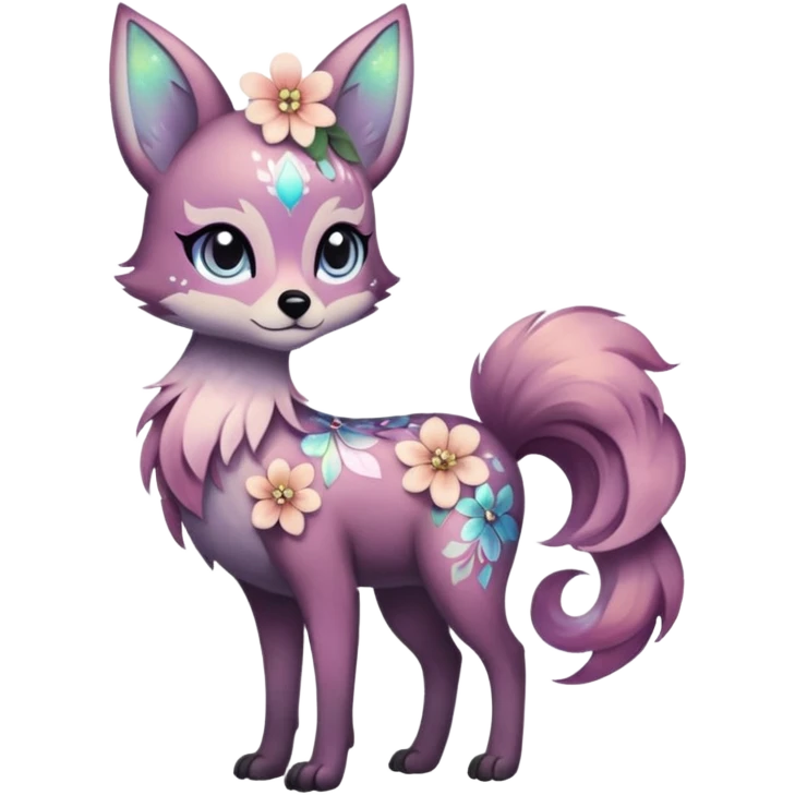 Multicolored sparkly pastel dark iridescent light pale gloomy spooky cute adorable pretty cool elegant realistic floral exotic Falvie-Fionbri, full body emoji