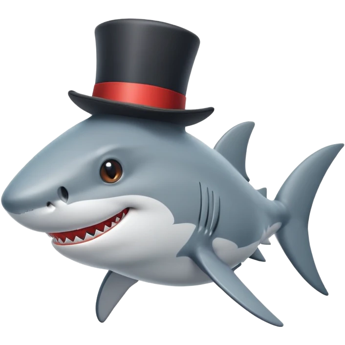 Shark with a top hat emoji