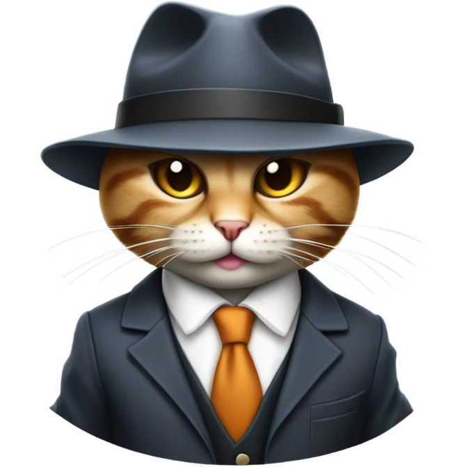 A ganster cat with a gub emoji