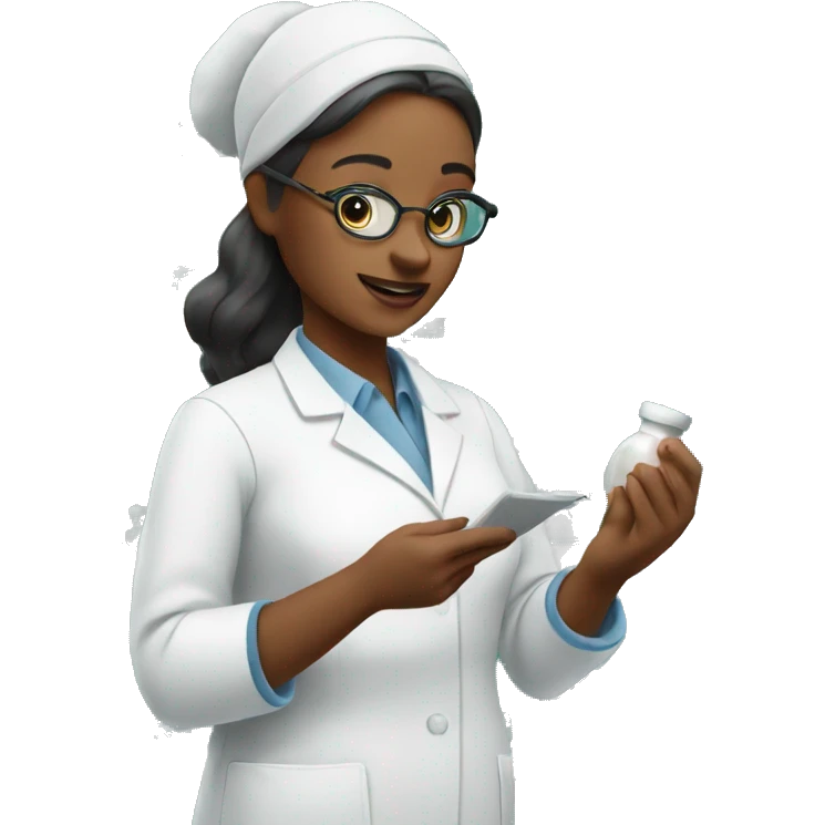 woman pharmacist making a medicine emoji