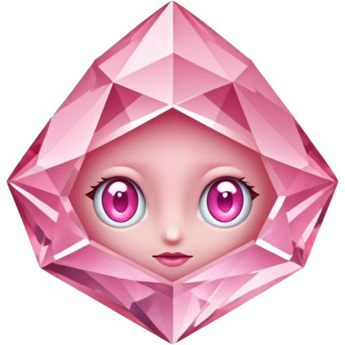 pink diamond with eyes, no mouth, shiny and beautiful emoji