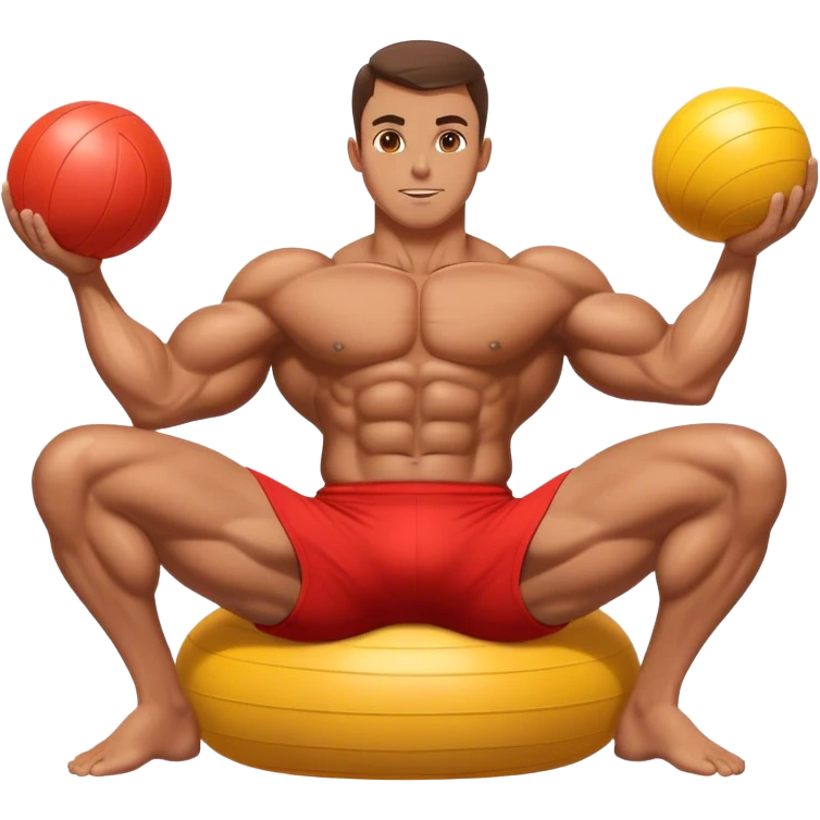 bodybuilder doing swiss-ball crunches emoji