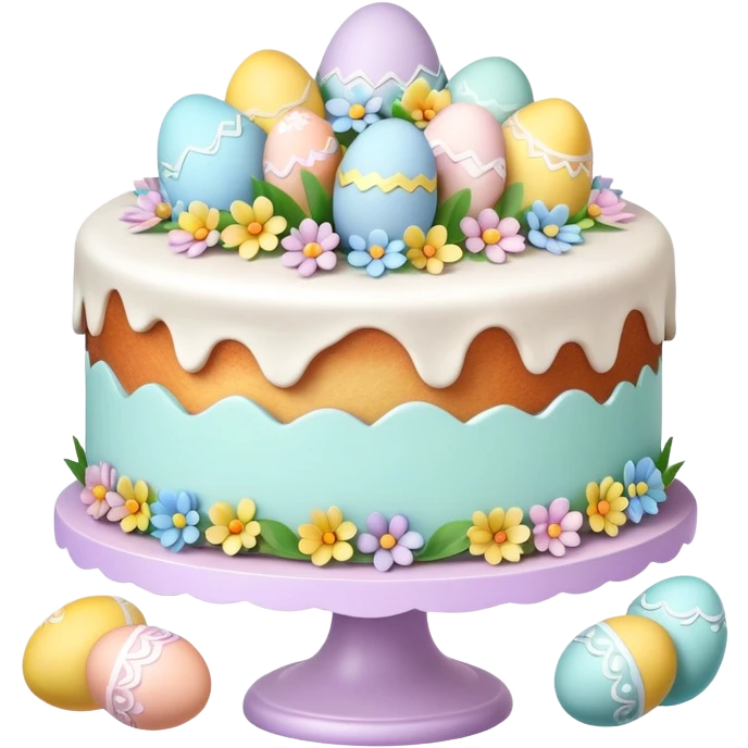 Traditional Easter cake with colorful eggs and decorations emoji