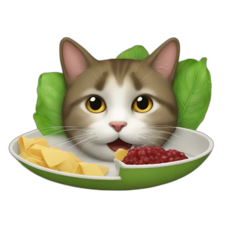 un chat qui mange emoji