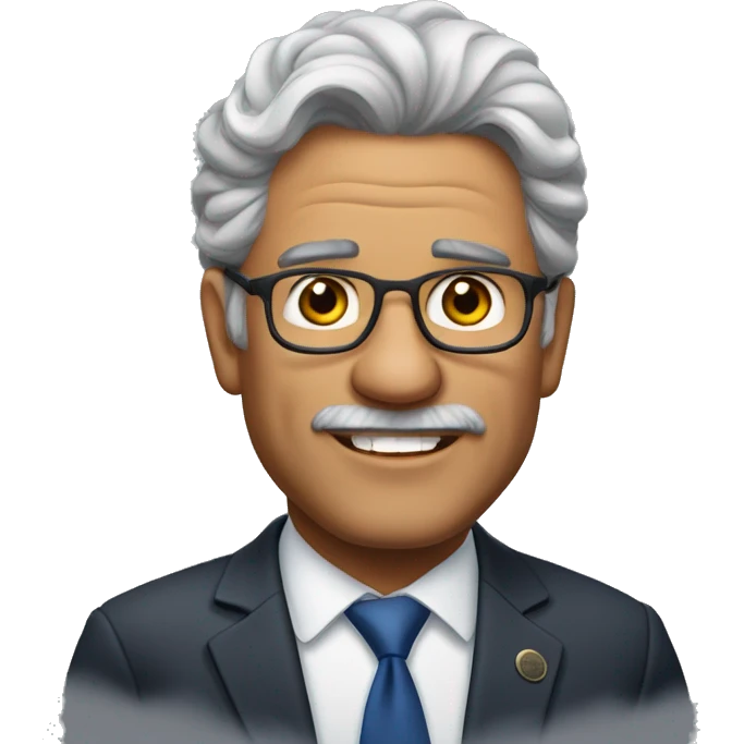 Homem de 54 anos 
Político e vereador 
Moreno, cabelos grisalhos 
Alto e grande  emoji