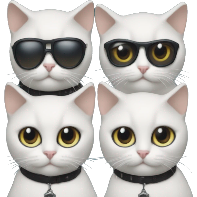 4 cats dressed as the band weezer emoji