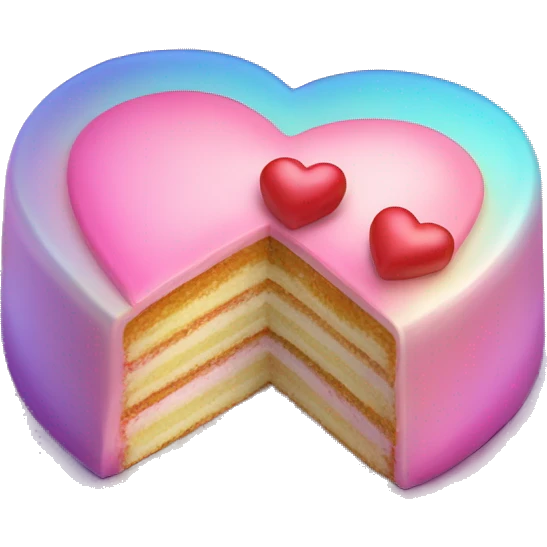 Iridescent heart shaped cake emoji