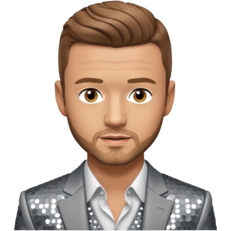 Justin Timberlake with light brown hair, grey sequin tour outfit  emoji