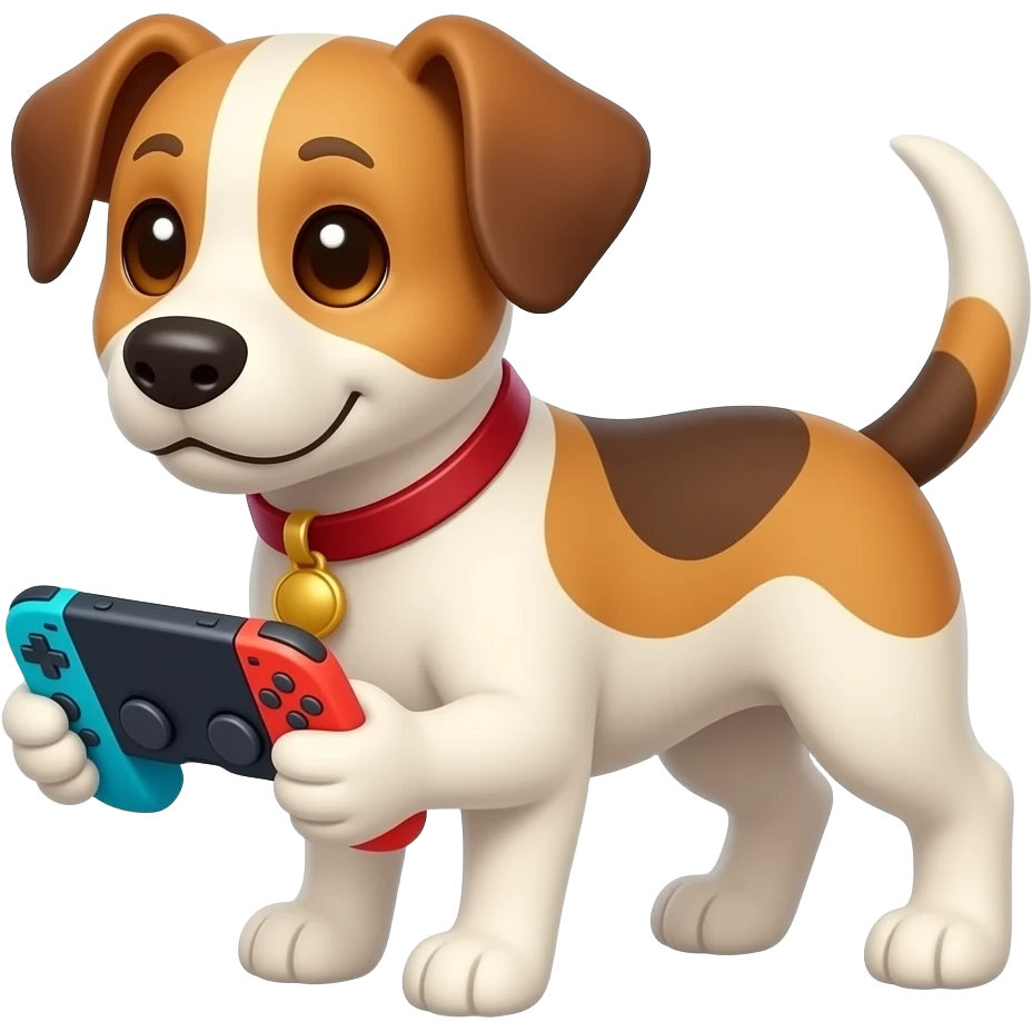 다리가 4개인 조이콘게임하는 강아지 emoji