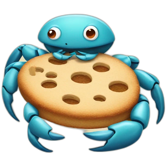 Crab holding cookie in claw emoji