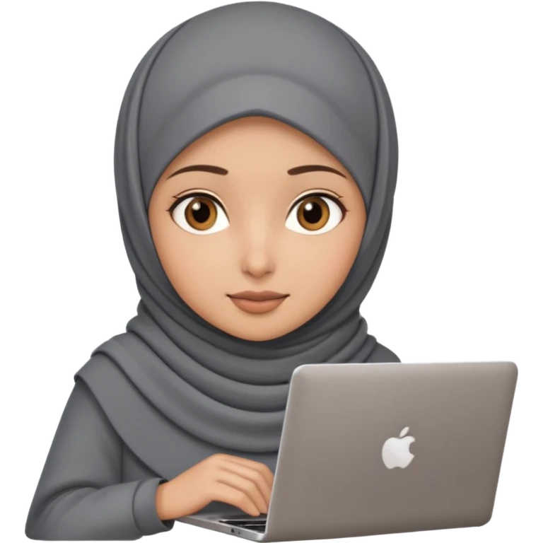 A girl wearing a gray hijab and with hazel eyes is carrying a laptop, not a laptop, just a regular laptop. emoji