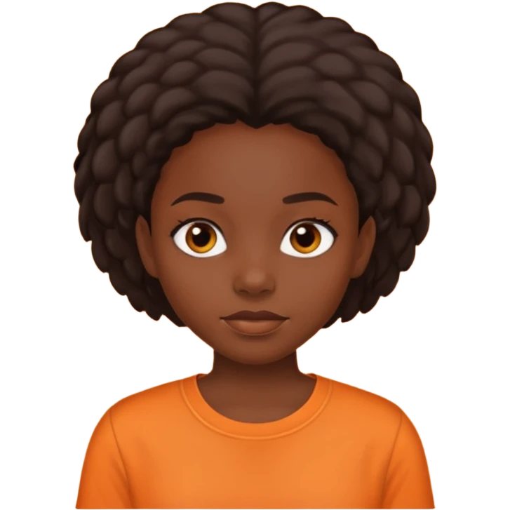 black girl with orange shirt emoji