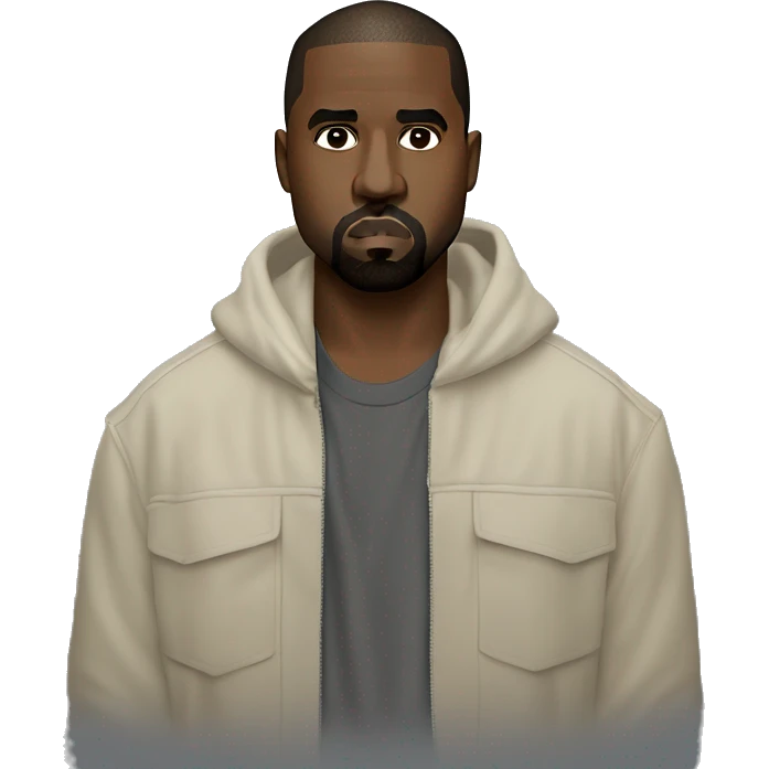 Iconic-style Candid Likeness Kanye West:  A bold, trend-setting icon with intense gaze, minimalist attire, and signature confidence. Known for his unapologetic stance and visionary energy, always pushing boundaries. emoji