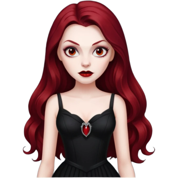 Vampira with long dark red hair emoji
