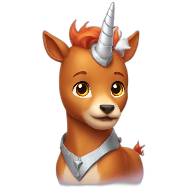 Humain roux avec une corne de licorne emoji