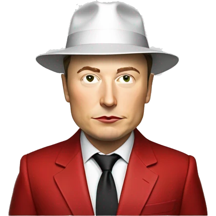 Elon musk facing forward with a red Make America Great Again hat on his head emoji