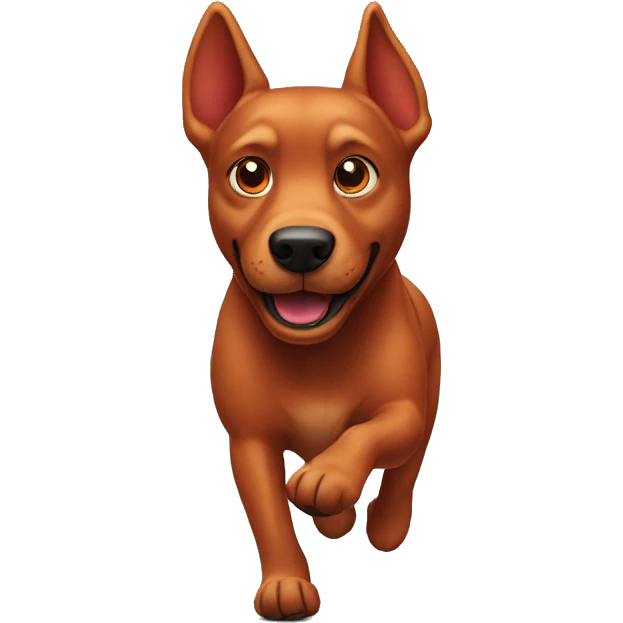 solid red dog with pointed ears running emoji