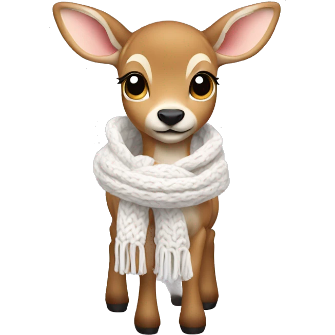 fawn with a white knitted scarf emoji