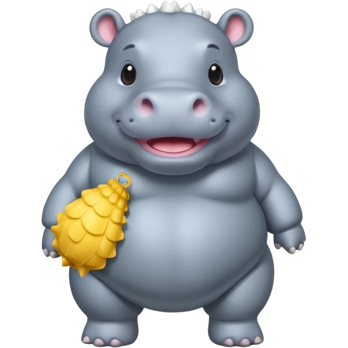 a full body of cute hippo with puffer emoji